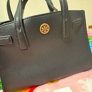 Tory Burch Black Mini Bag with Gold Logo